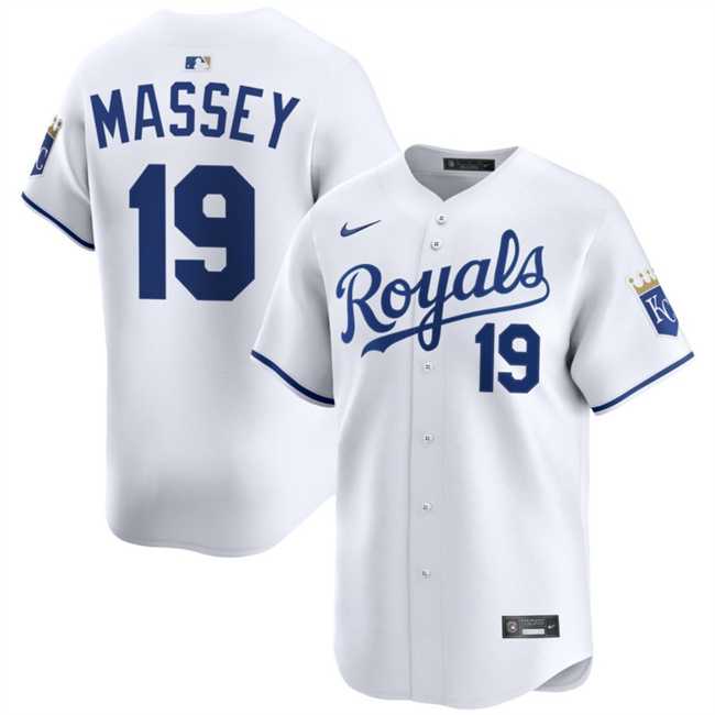 Mens Kansas City Royals #19 Michael Massey White 2024 Home Limited Stitched Jersey Dzhi->kansas city royals->MLB Jersey
